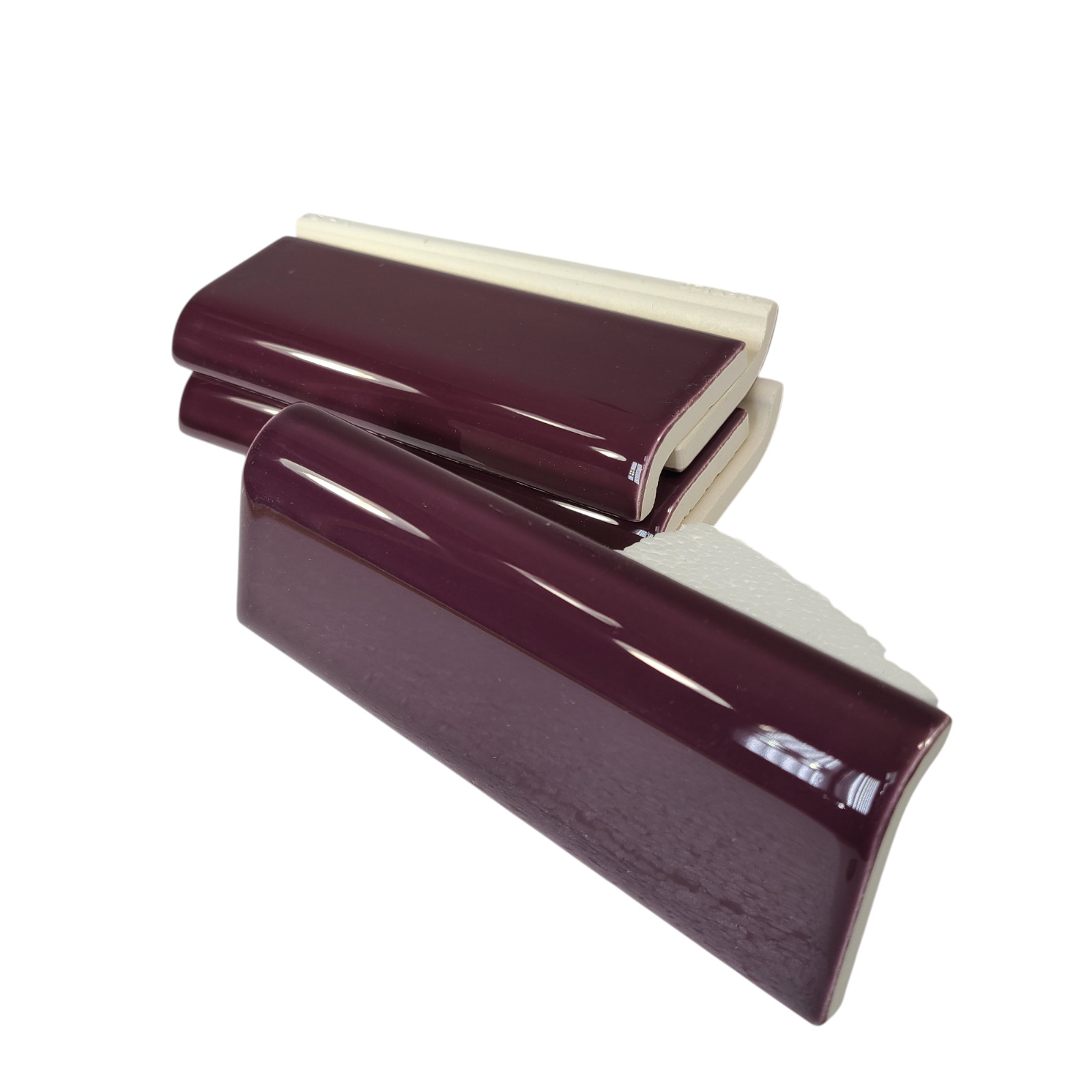 Purple Plum Ceramic Tile Mud Cap Bullnose Mudcap Subway Trim Shower Backsplash