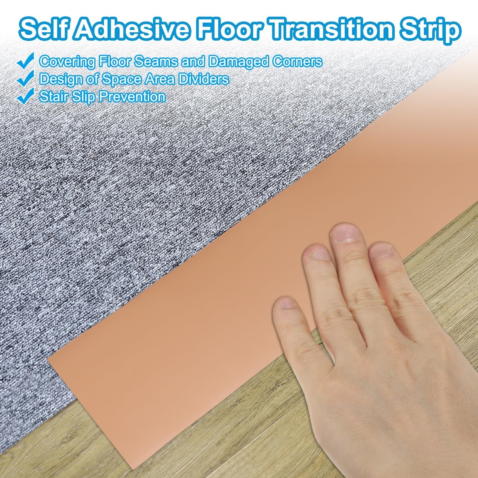 PATIKIL Self Adhesive Floor Transition Strip 3 in x 6.6 Ft Vinyl Brown