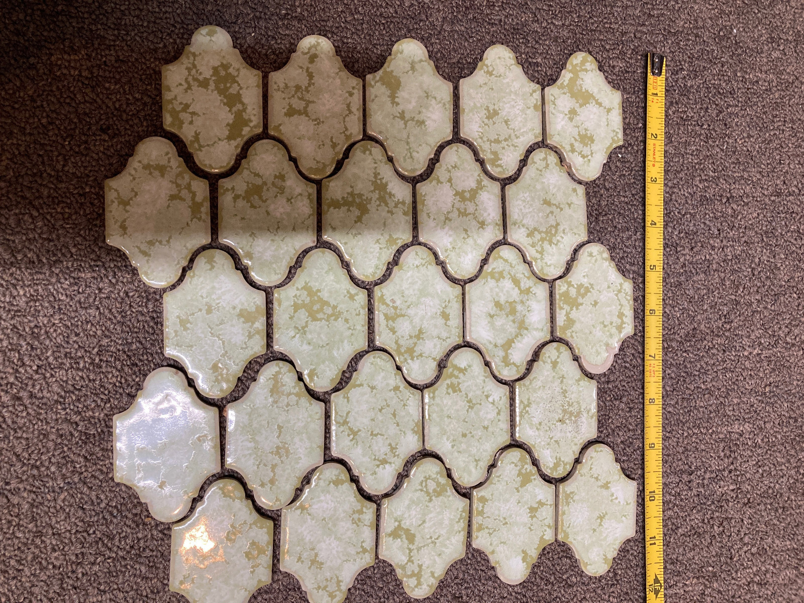 Vintage Retro Arabesque San Felipe Mottled Green Avacado Tile