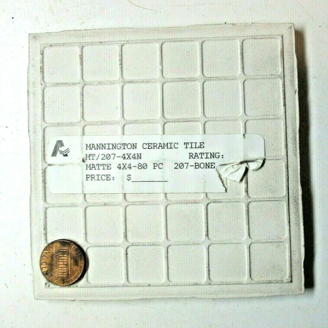 1 Wall Tile Mannington USA 4-3/8″ Square Matte 207 Bone Ceramic Porcelain Vtg
