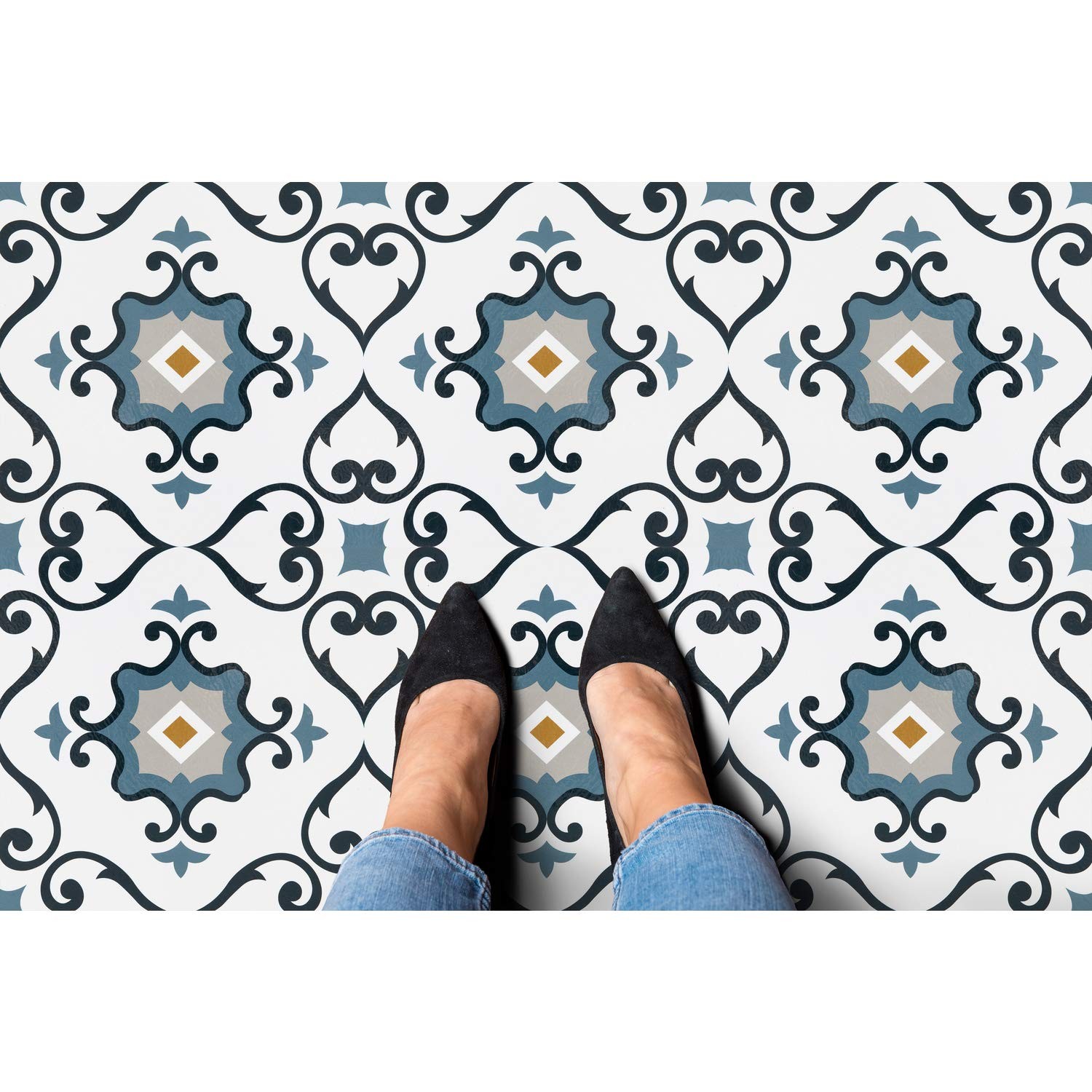 Retro Self Adhesive 12-Inch Vinyl Floor Tiles, 20 Tiles – 12″ x 12″, Prism Ma…