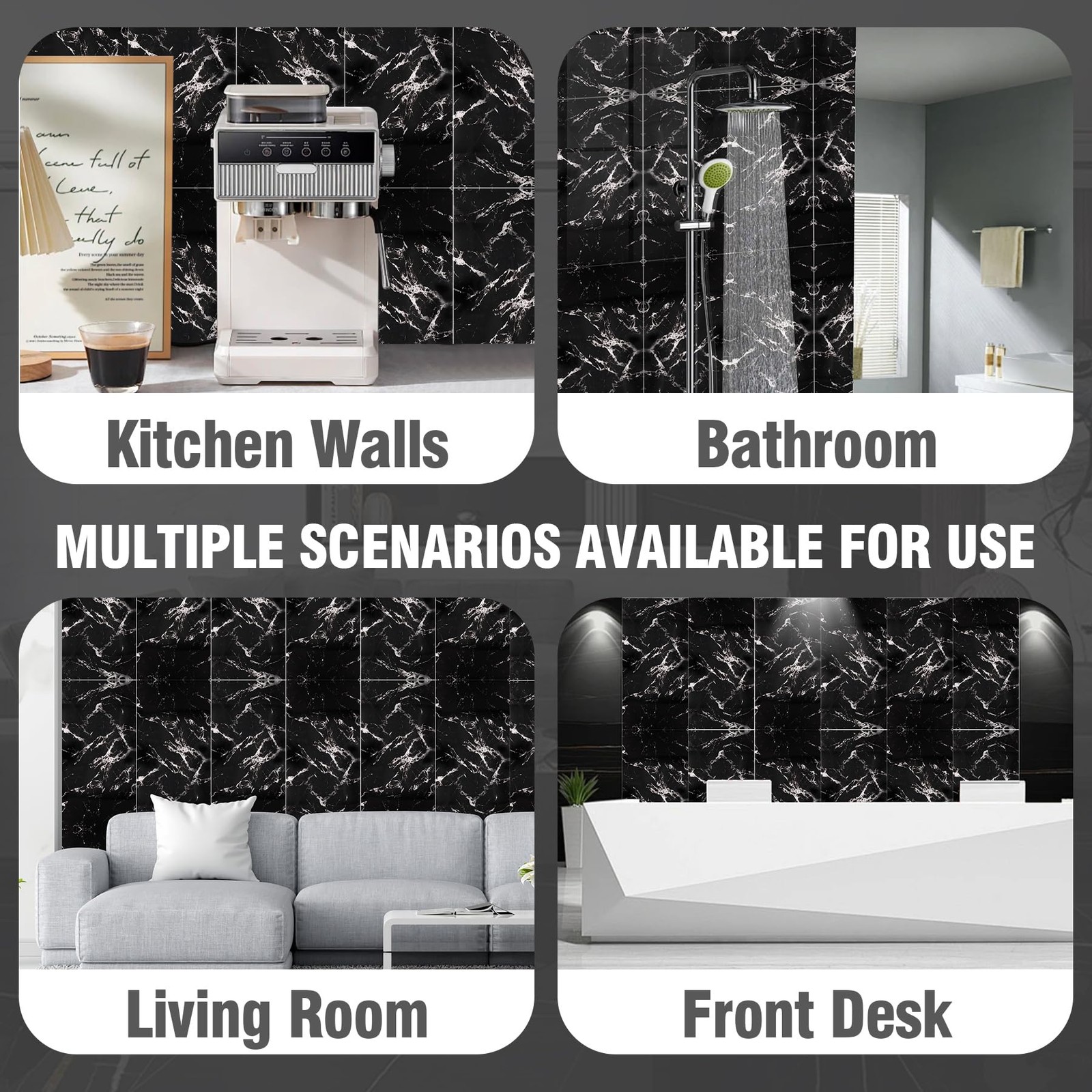 Peel and Stick Marble Look Wall Tiles – 10 Pieces 23.6×11.8in (19.4 Sq.Ft Cov…