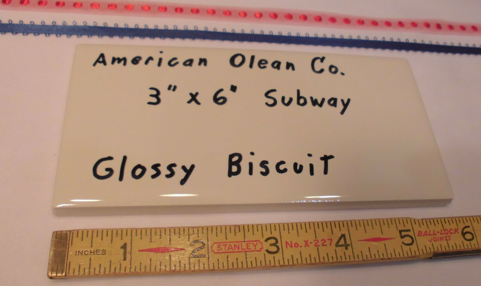 1 pc. *Glossy Biscuit* 3″ X 6″ Subway Ceramic Tiles; American Olean: New Stock