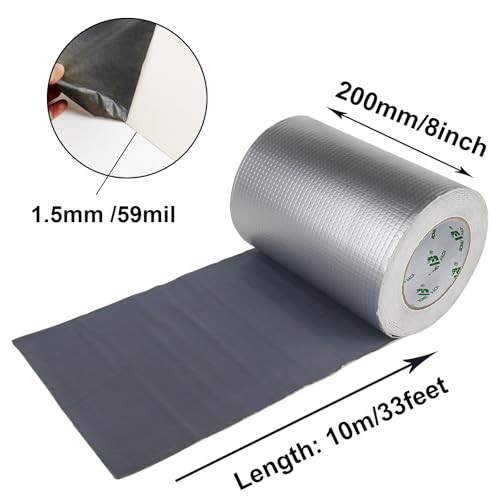 Butyl Tape, Waterproof 1.5mm x 8″ W X 33’L, Multi-Use Leak Repair 8inch 33ft