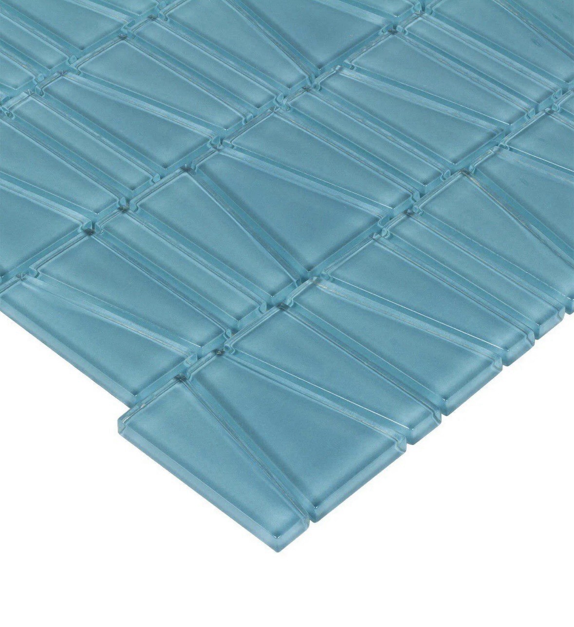 Modern Trapezoid Turquoise Glossy Glass Mosaic Tile MTO0162
