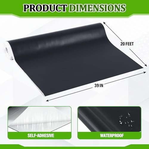 EPDM Rubber Roofing Membrane Self-Adhesive Waterproof Underlayment 39in x 20ft