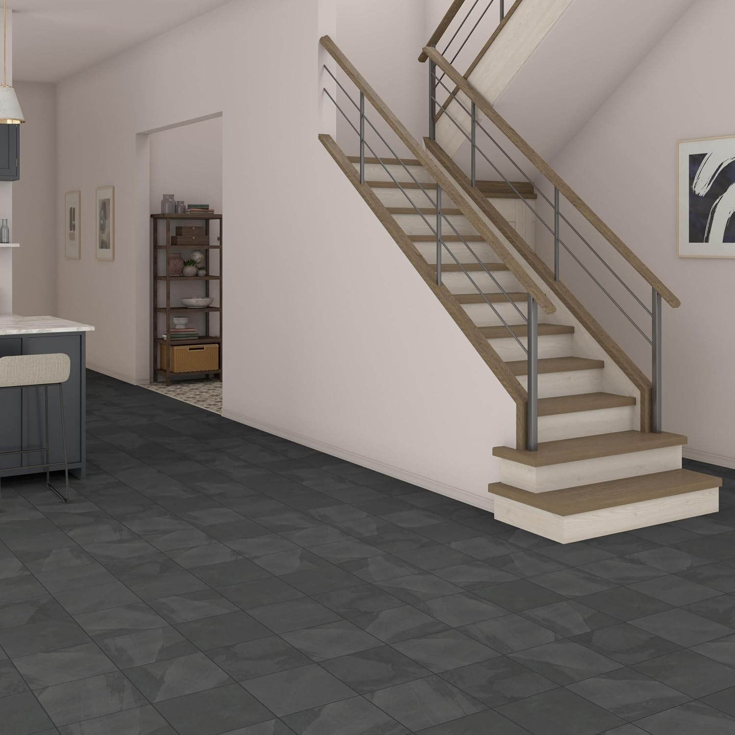 Natural Stone Slate 12″ X 12″ in Natural Cleft Brazil Black (6 PC per Carton) (5