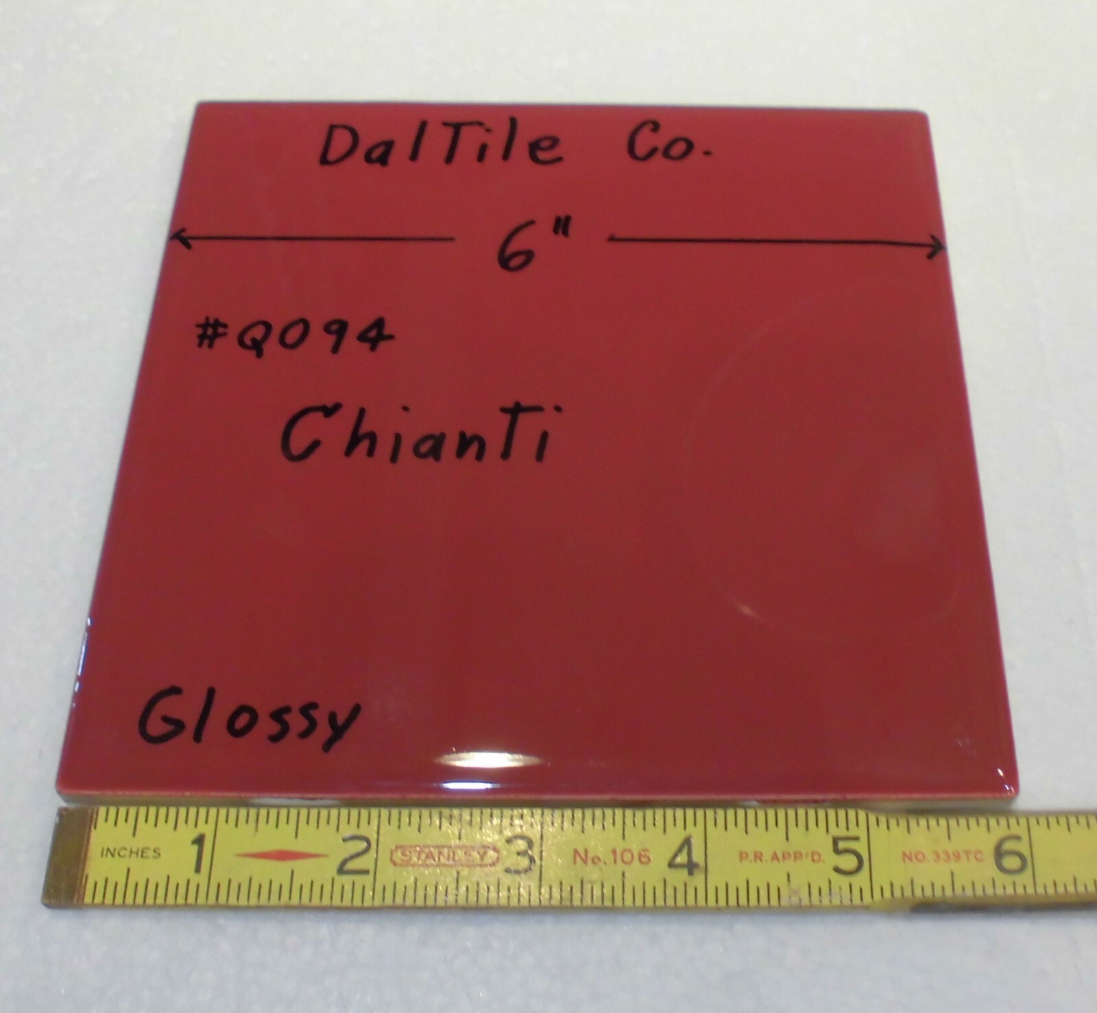1 pc. Daltile #Q094 CHIANTI: Brilliant Glossy Ceramic Tile 6″ X 6″ NEW, Burgundy