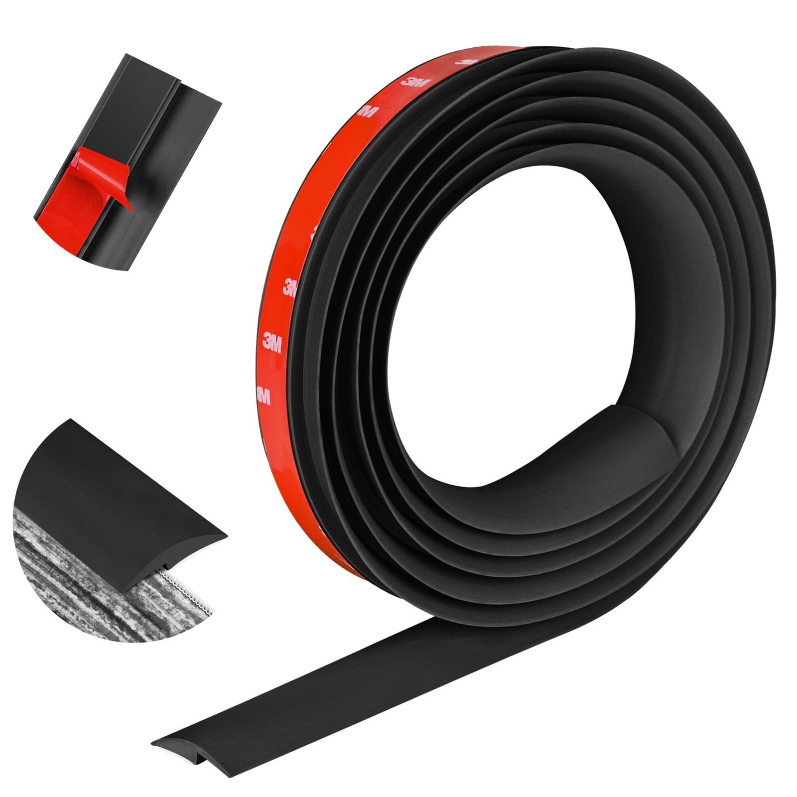 10Ft Floor Transition Strip Self Adhesive Carpet to Tile 10 Feet (5mm), Black