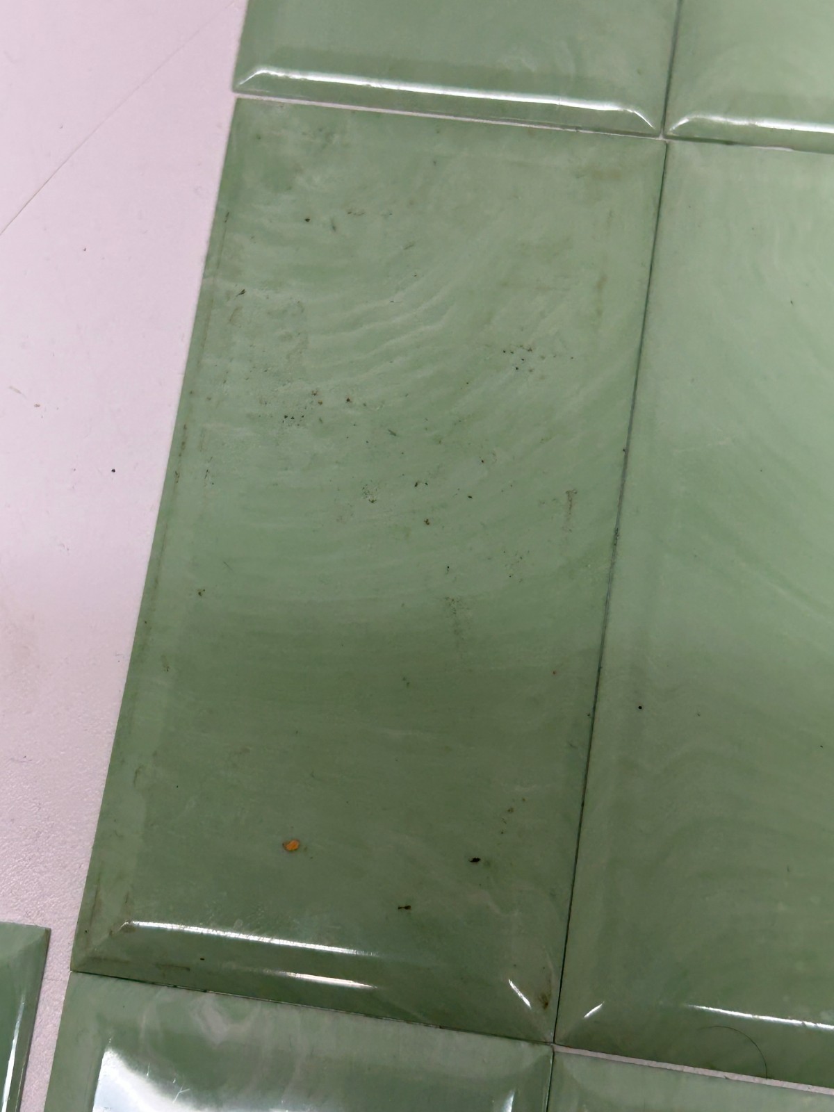 Lot 42 Unused Vtg MCM Plastic Wall Tiles Marbled Blue Green 4 1/4″ x 2 1/8″