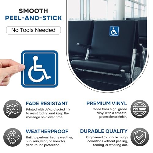 | Handicap Stickers (6 Pack), 3×3 Inches – Strong Adhesive, Waterproof,