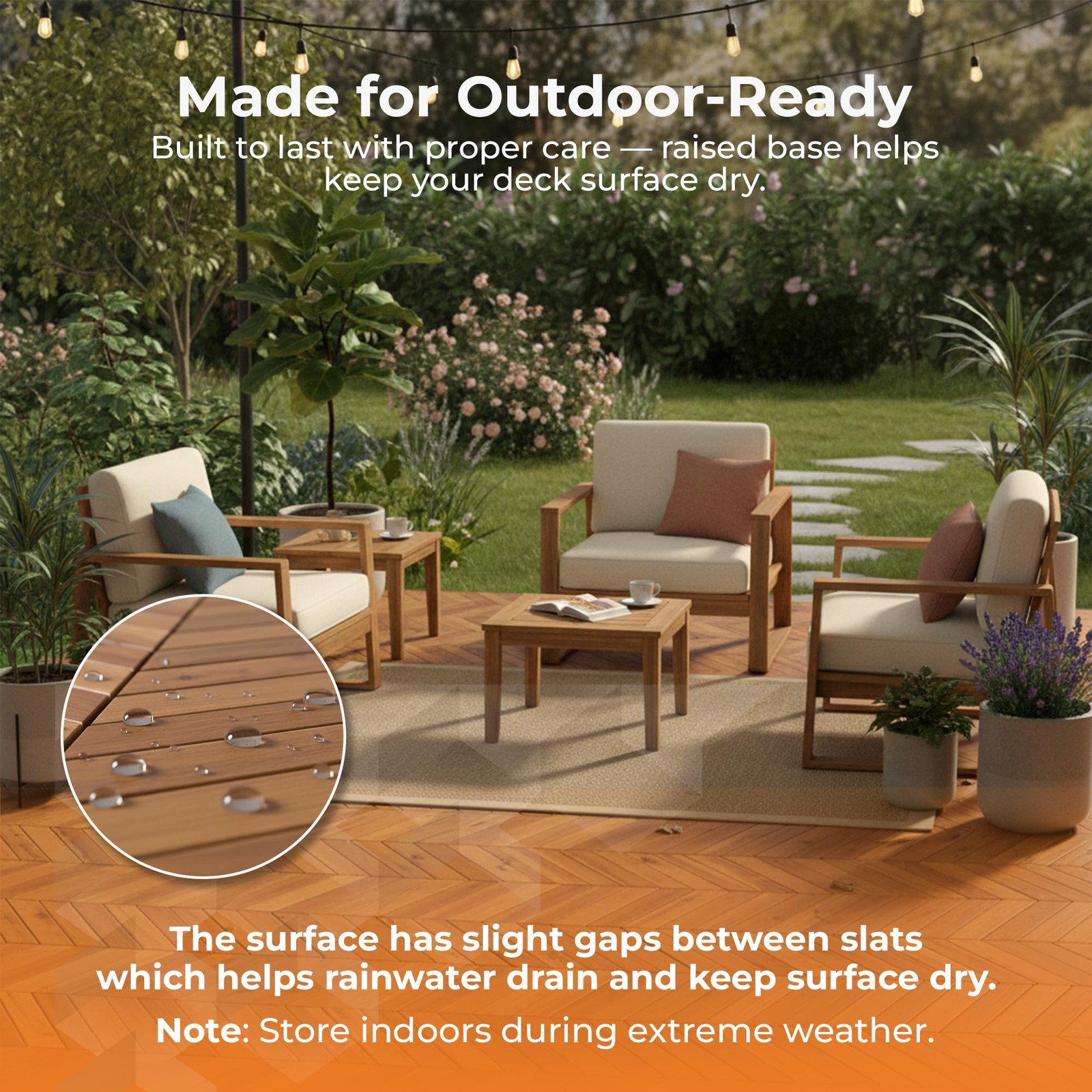 Majestick Goods Interlocking Deck Tiles 12″x8″ Herringbone 18 Sq Ft Acacia W…
