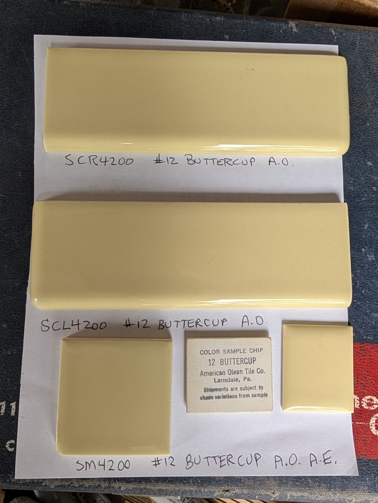 3 pc American Olean Bullnose 2×6 #12 Buttercup Yellow Corners L&R S4269 S4200