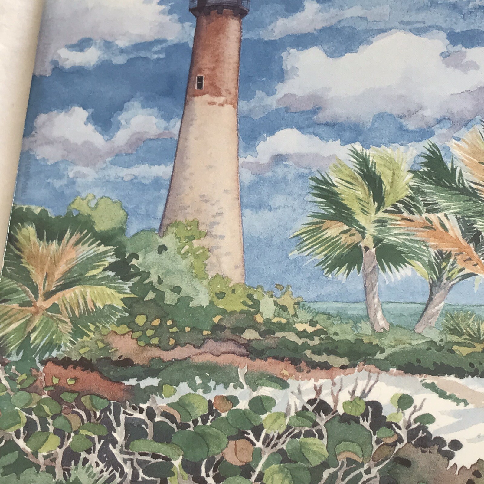 Tropical Ocean Lighthouse Accent & Decor Tile Art 6″x8″ Cactus Palm Trees SM62
