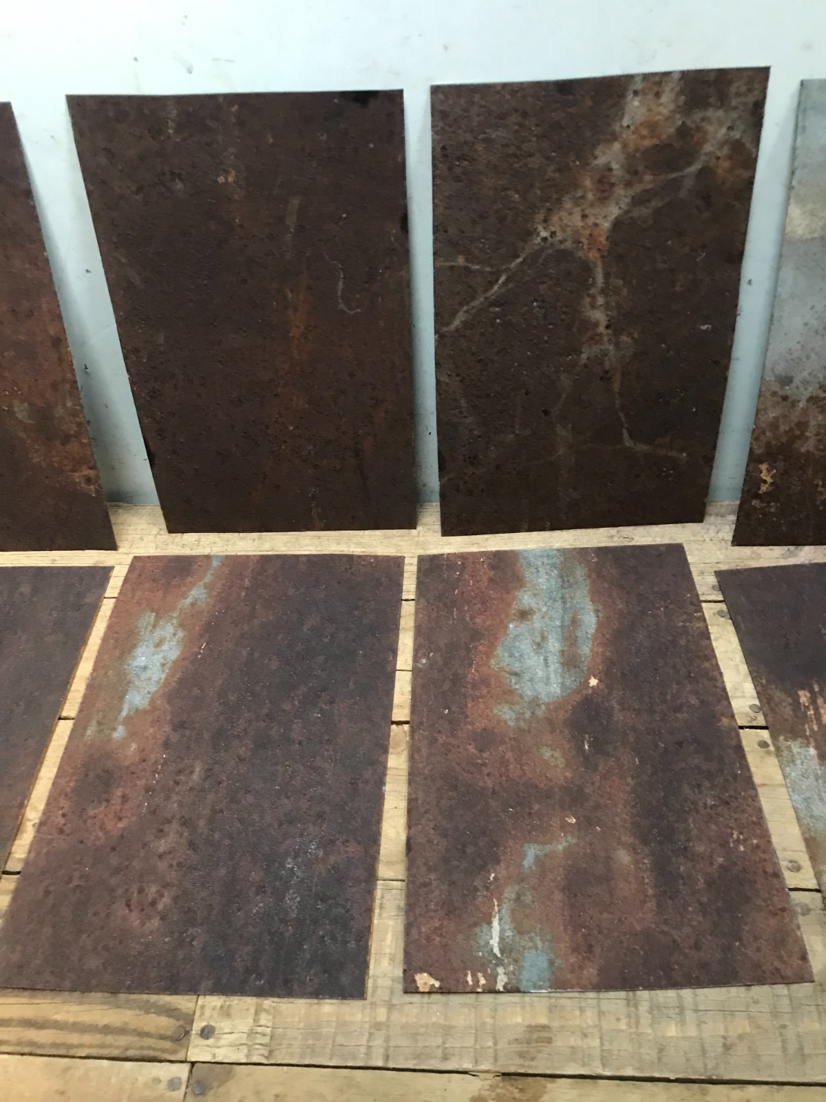 10 Rusty Galvanized Patina Sheet Metal 12″ x 7 1/2 – 8″ Wall Tile Art Garden (B)