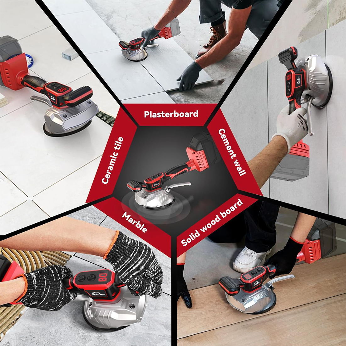 Tile Vibration Leveling Machine for Milwaukee 18V Battery , 5 Adjustable Speed