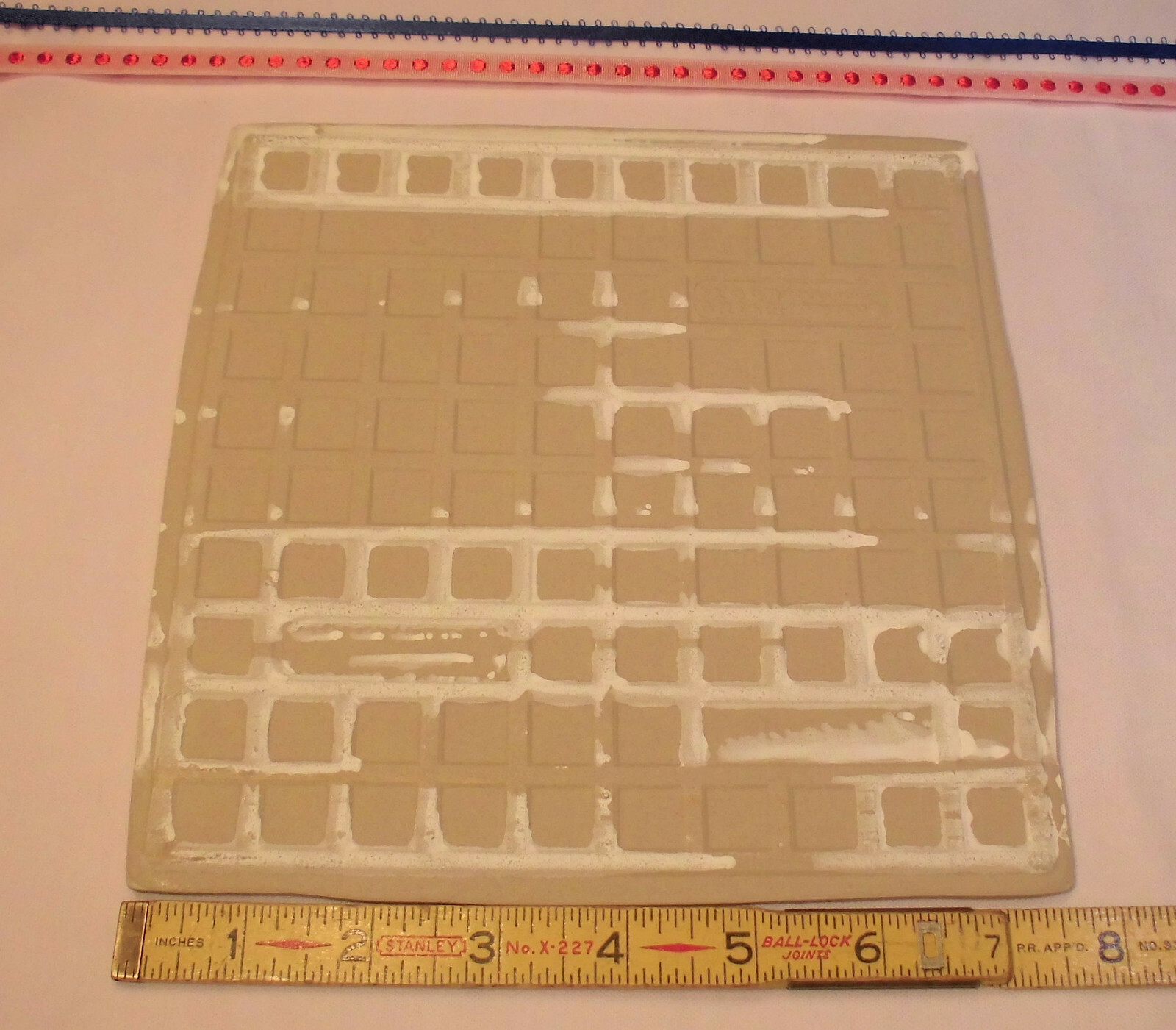 1 pc. Ceramic *Speckled Beige* Ceramic Floor Tile; Rough Textured 7-3/4″ Italian