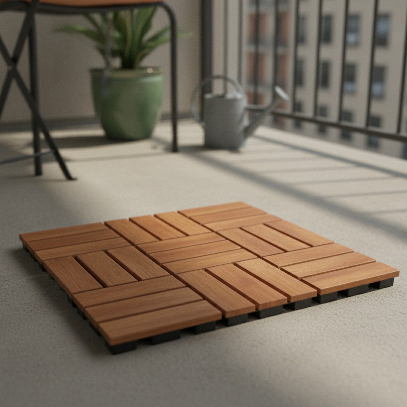 Wood Deck Interlocking Tiles 12″X12″ Indoor Outdoor Flooring for Balco
