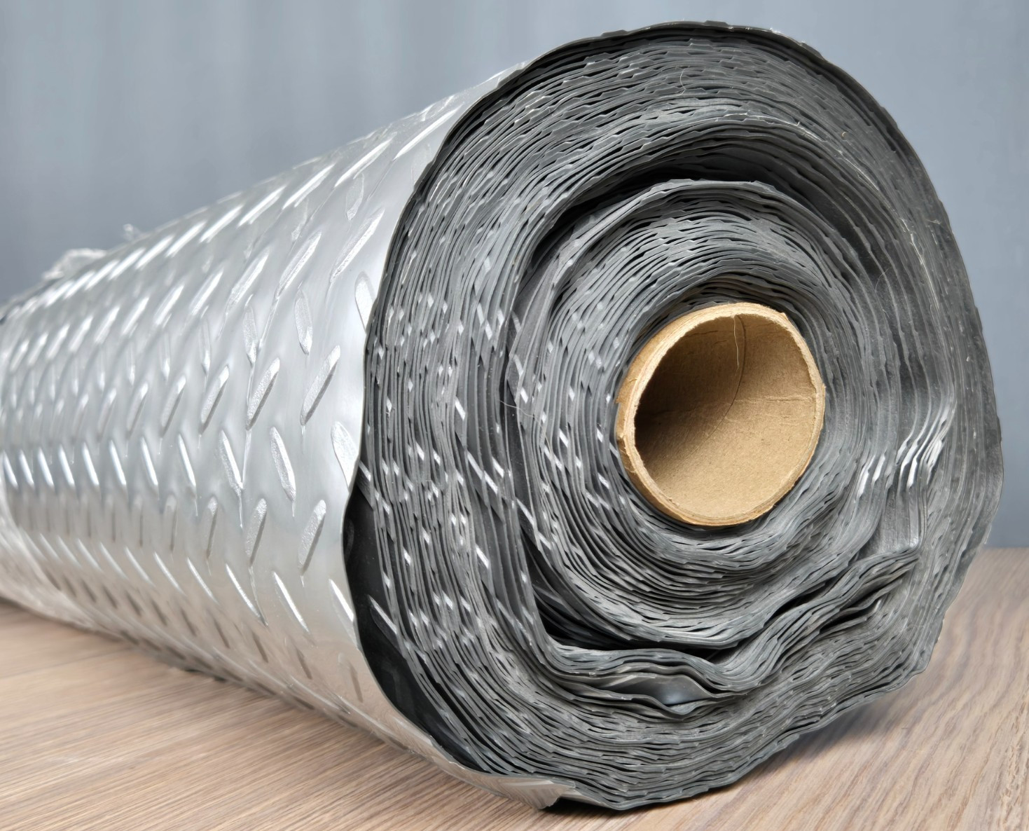 Very long 36″ wide roll PVC Diamond Plate Gray garage trailer floor mat 46 lbs.