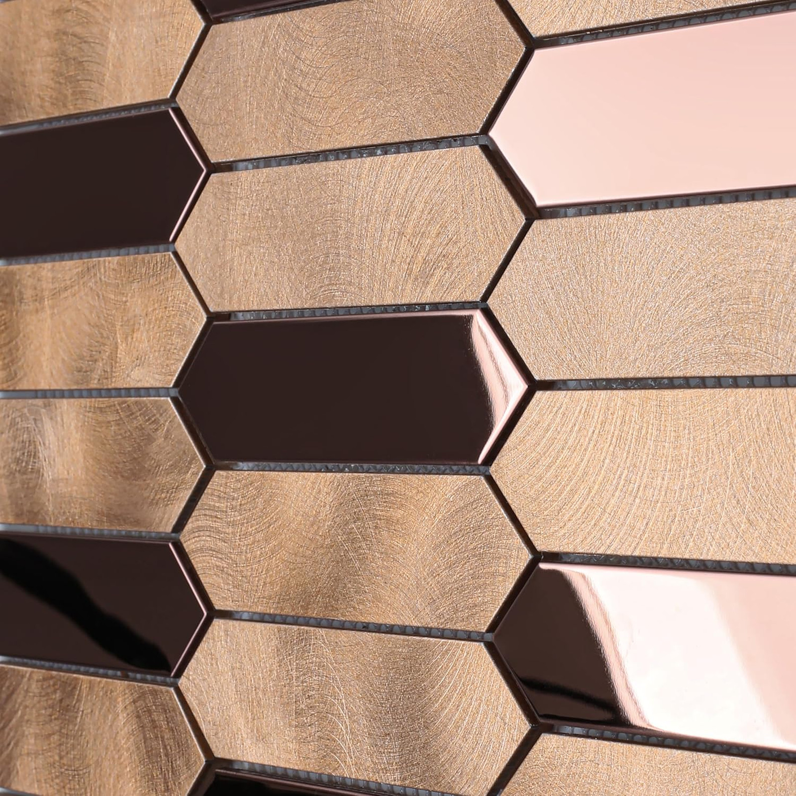 Champagne Gold Hexagon Mosaic Tiles, Metal Stainless Steel, 12×12 Inches, Pack