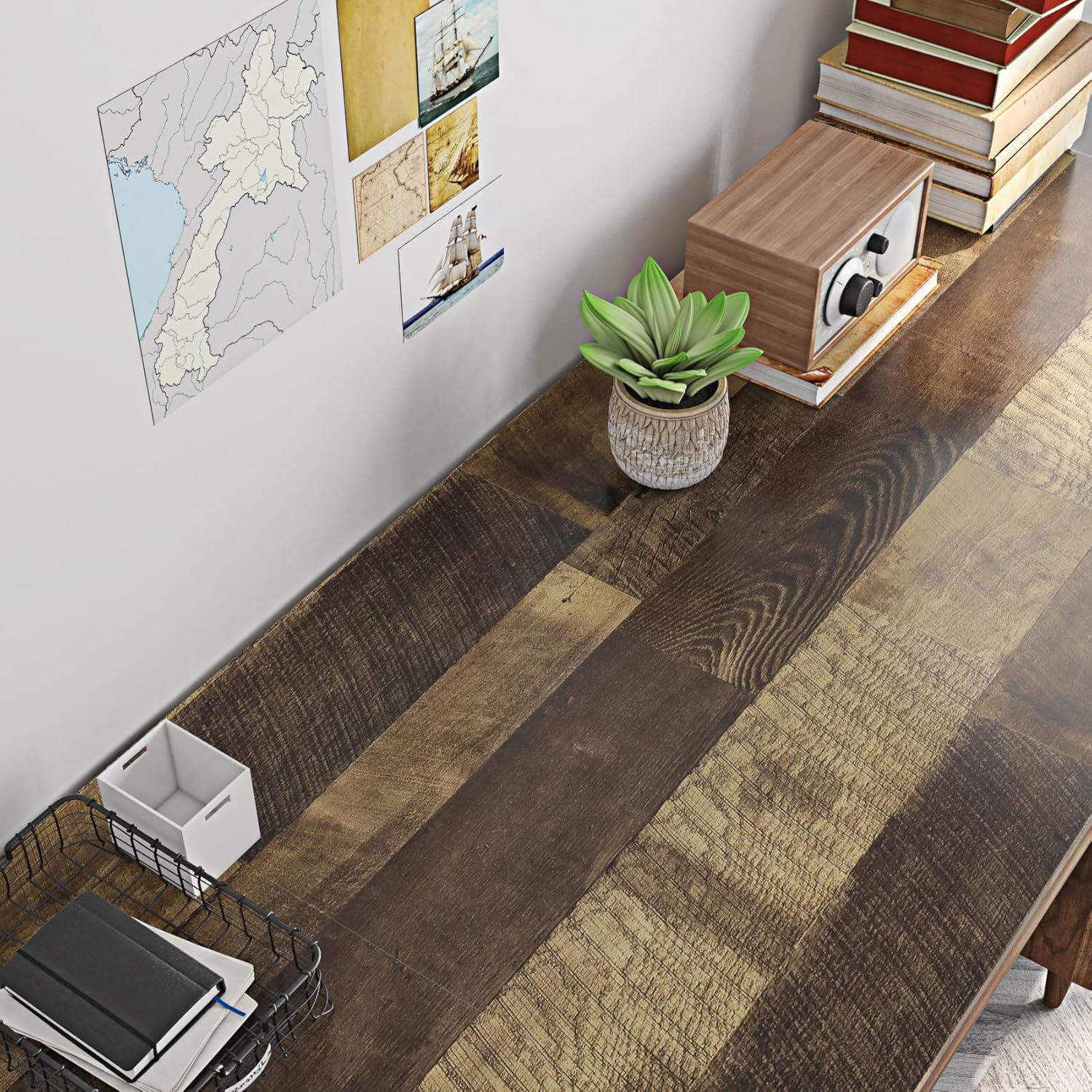 Reclaimed Wood Vinyl Flooring Roll Waterproof Vinyl Plank Flooring Peel and