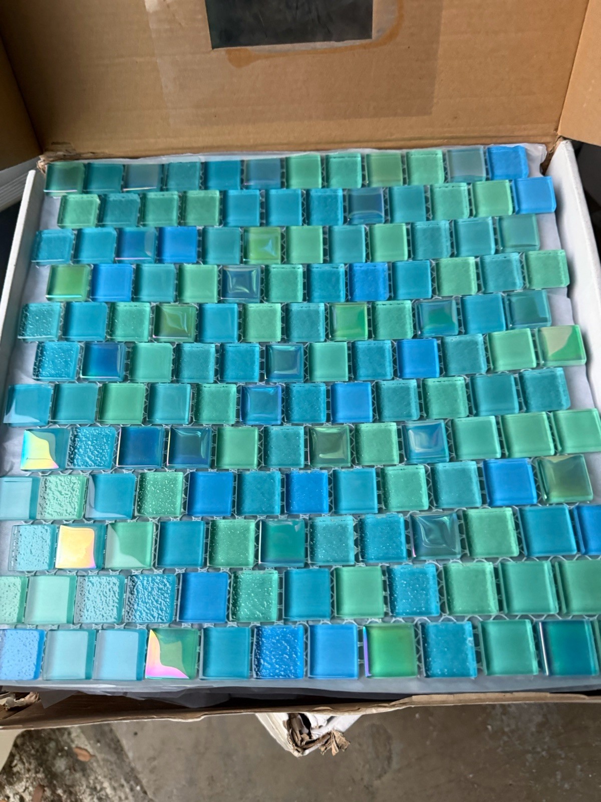 1×1 Glass Pool Tile Aqua Blue Price is For 15SQF (one Box)
