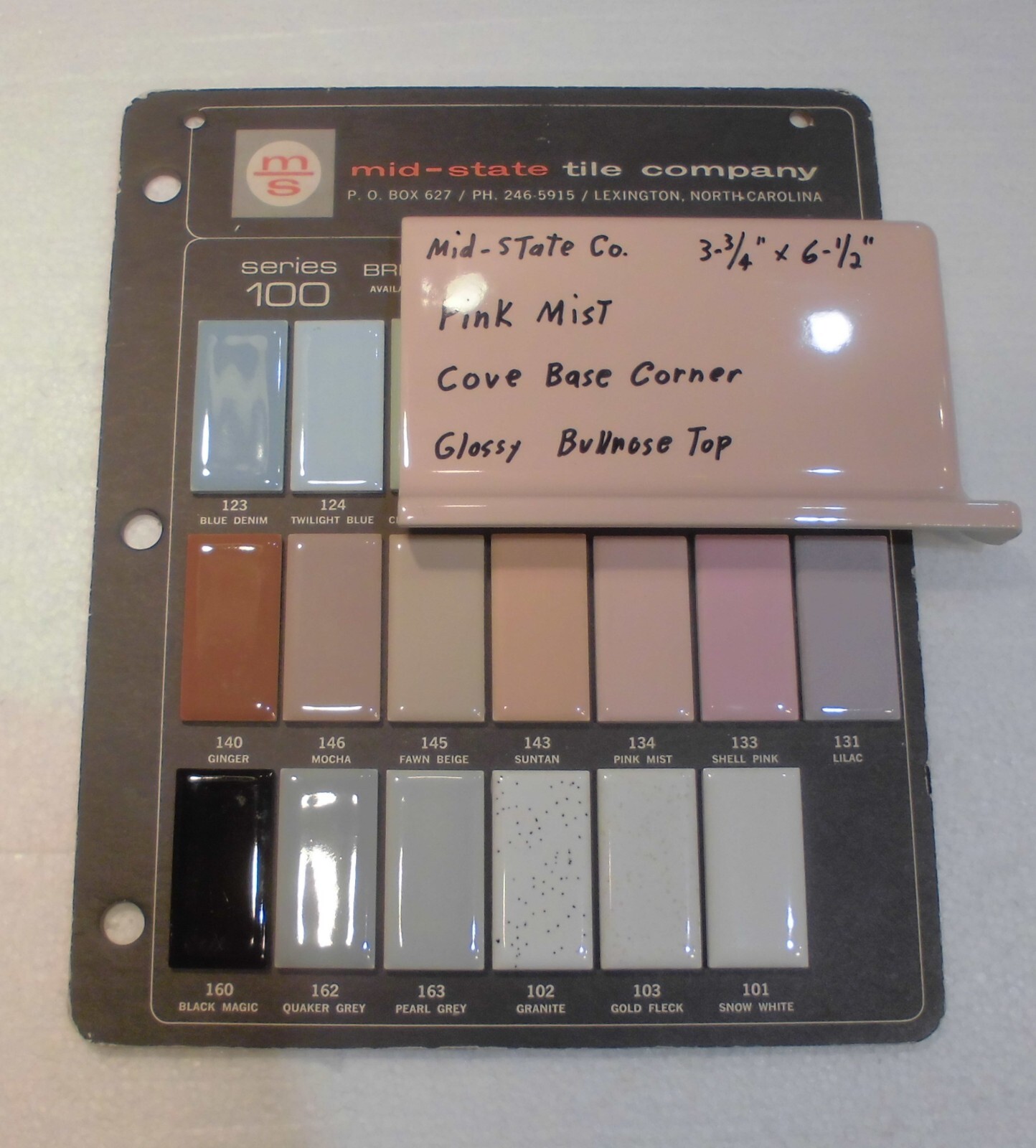 1 pc. *Pink Mist* Finish Corner Bullnose Top cove/base Ceramic Tile 3.75″ X 6.5″
