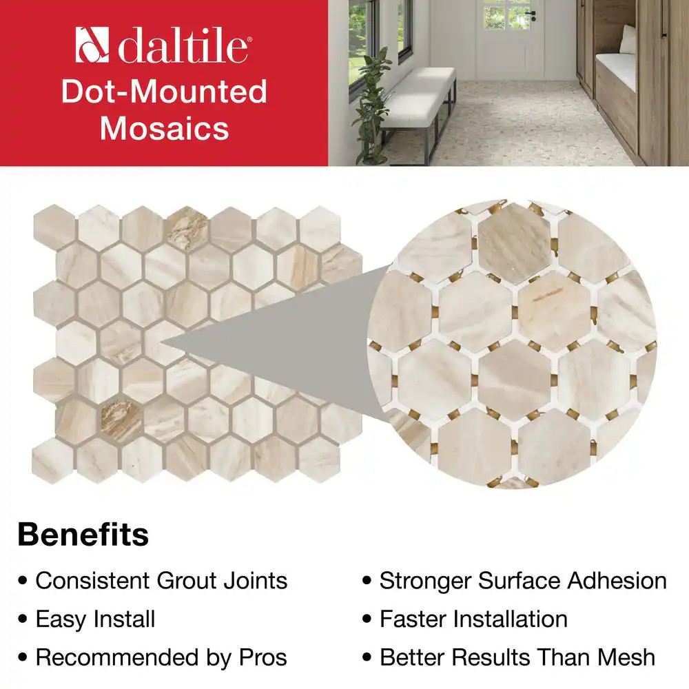 Stone Decor Accents Brisk Beige 10 In. X 12 In. Matte Ceramic Hexagon Mosaic Til