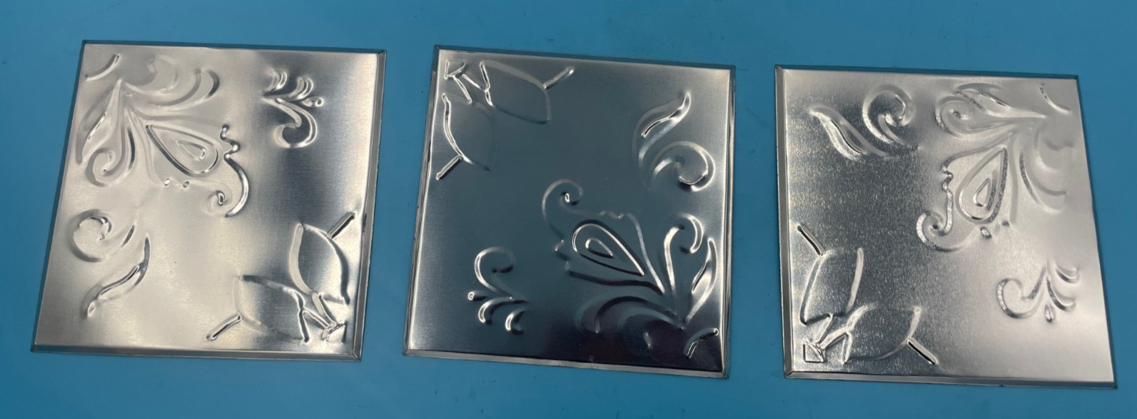 Backsplash Tiles Metallic Silver Tone Embossed 6”x 6”, 40pcs