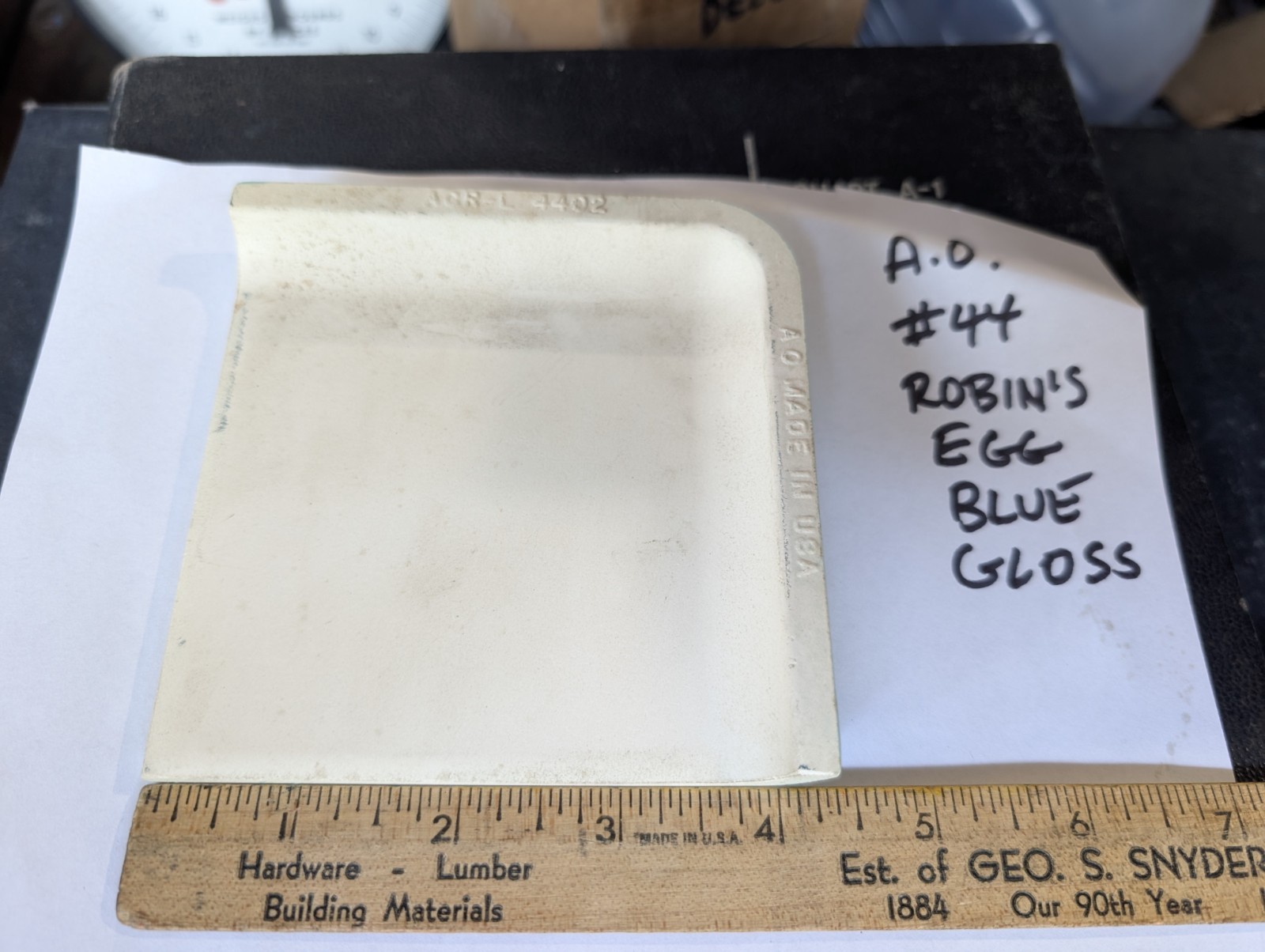 1 pc 4-1/4″ Ceramic Tile Mud Corner Bullnose #44 Robins Egg American Olean Gloss