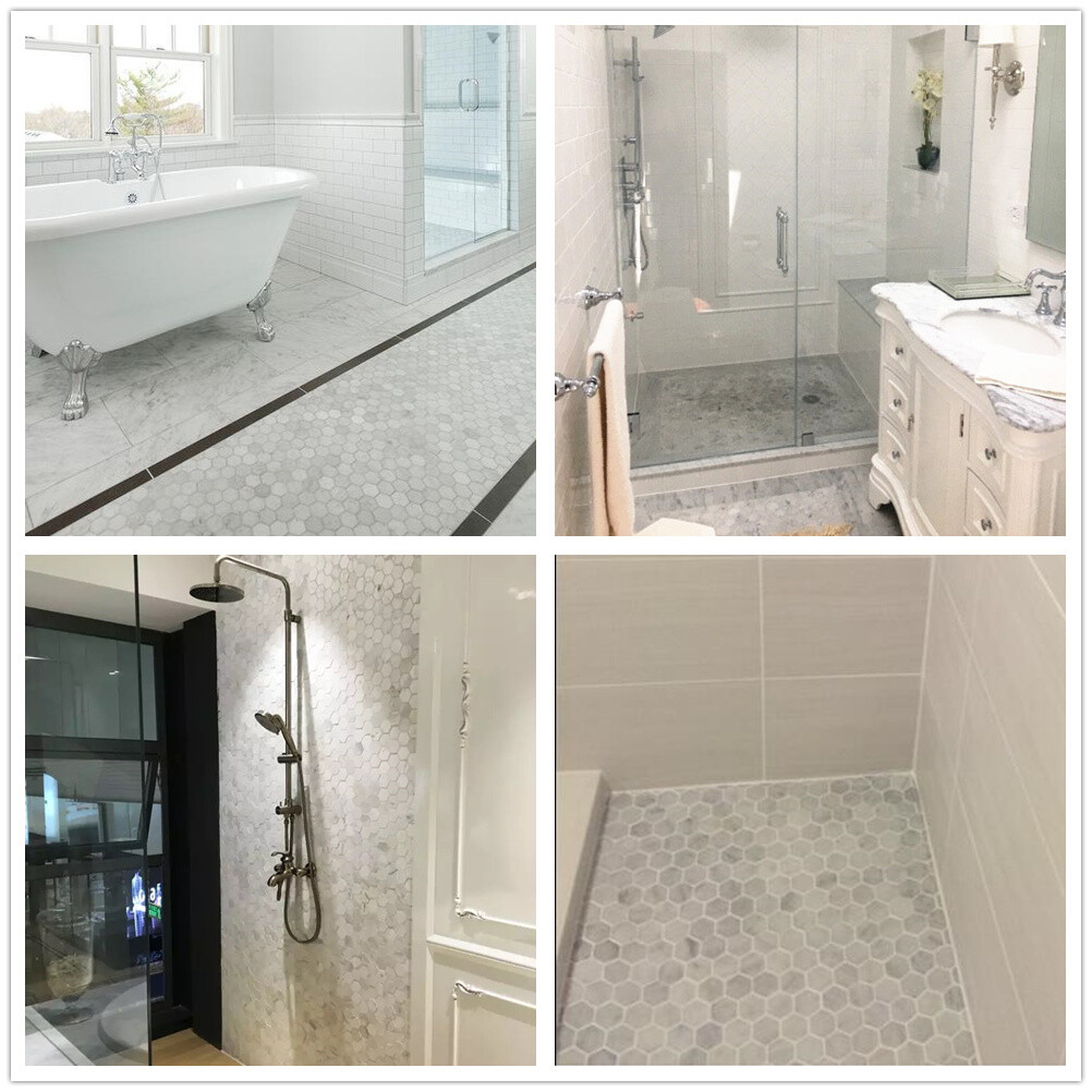 C32XH Carrara White Marble 2″ Hexagon Mosaic Tile Venato Carrera Honed