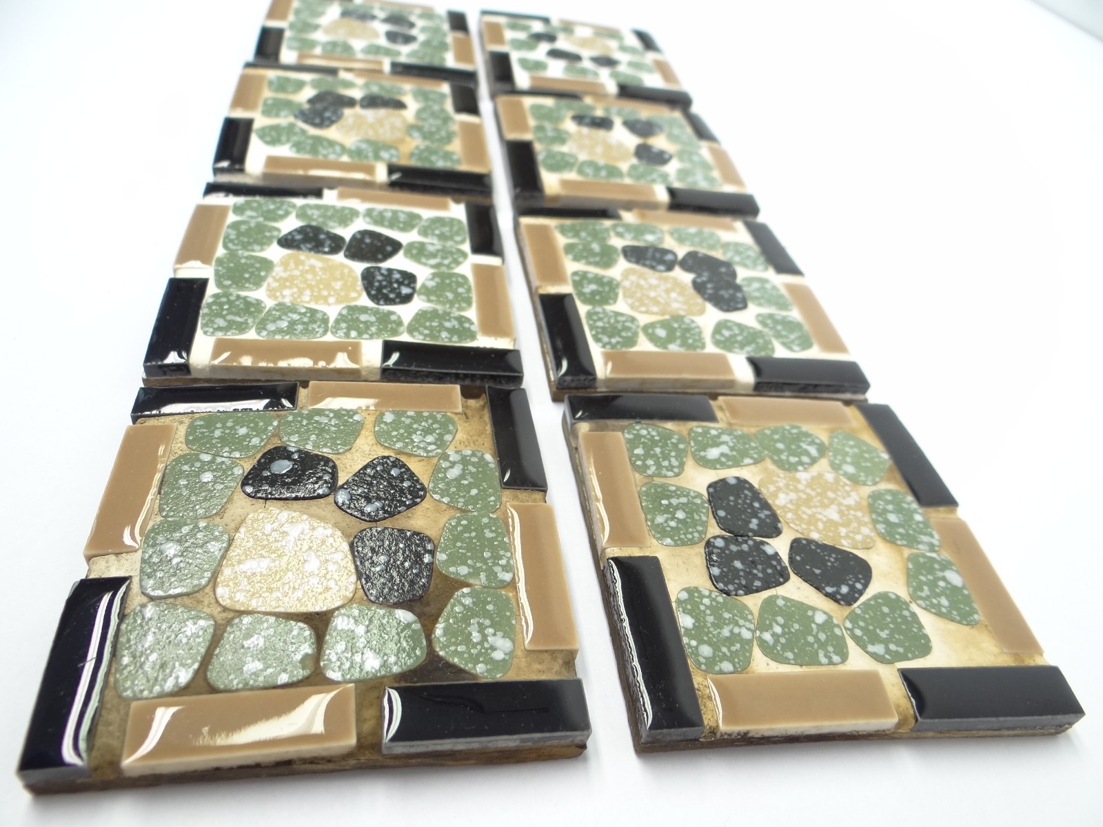 Small Modern Brown Black Green 2.75” x 2.75” Square Decorative Tiles