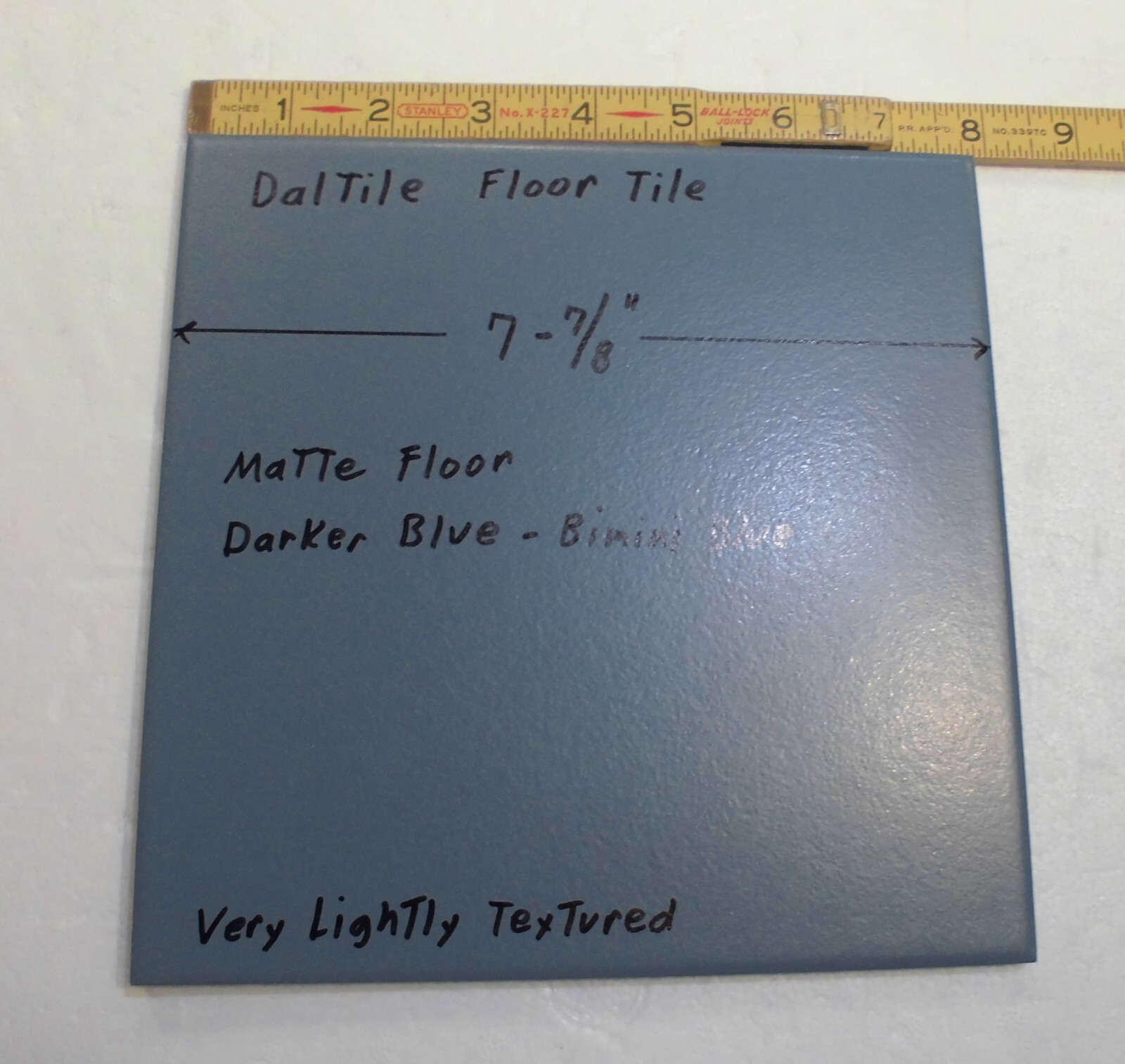 1 pc. Matte Darker Blue: 8″ Daltile Ceramic Floor Tile: Lightly Textured, NEW