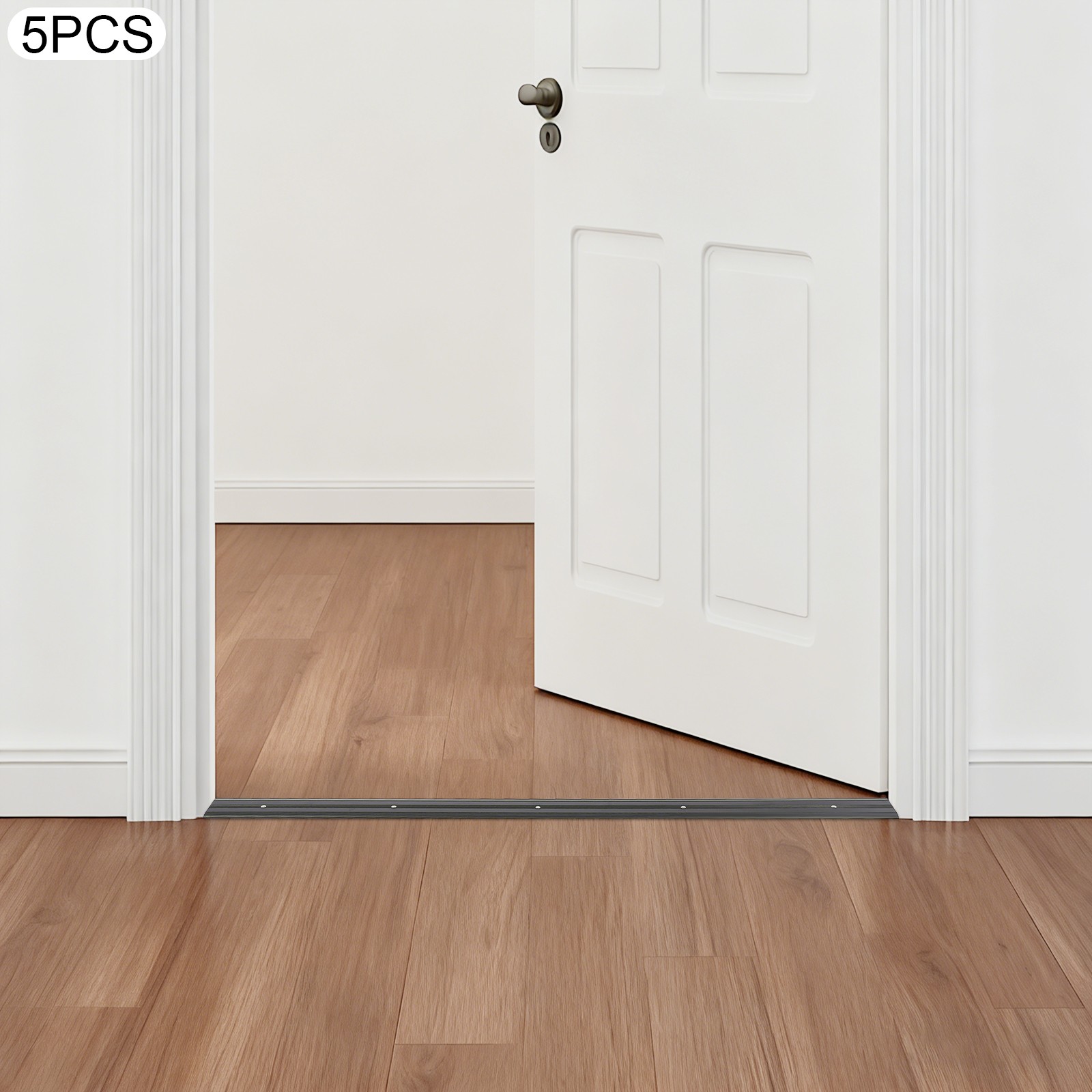 Aluminum Floor Transition Strips Set Of 5 90 × 6 × 1 cm Black