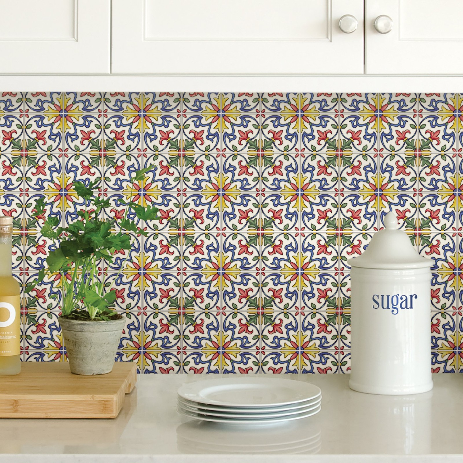 In Home NH2365 Tuscan Peel & Stick Backsplash Tiles, Multi-Color, 4 Piece