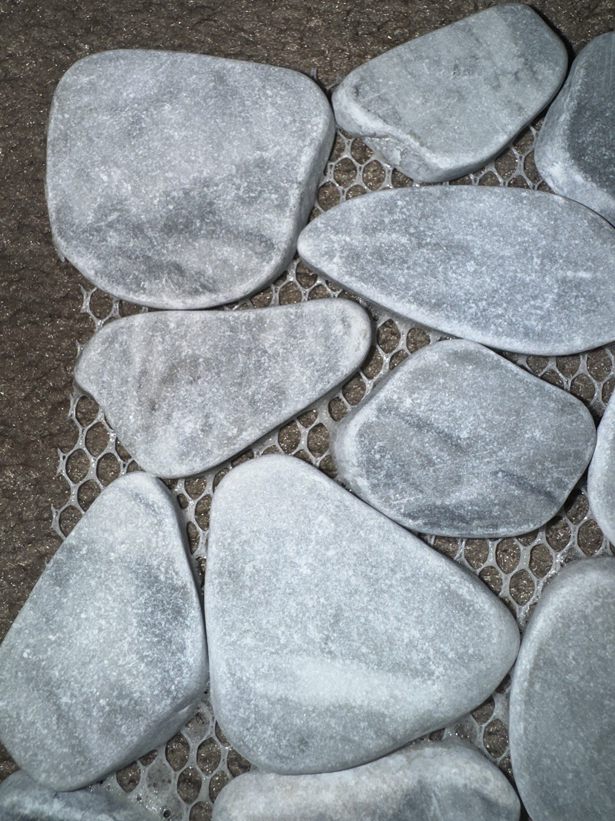 Ice Blue Pebble Honed Marble Mosaic Tile 12×12 Shower Floor Backsplash Mesh