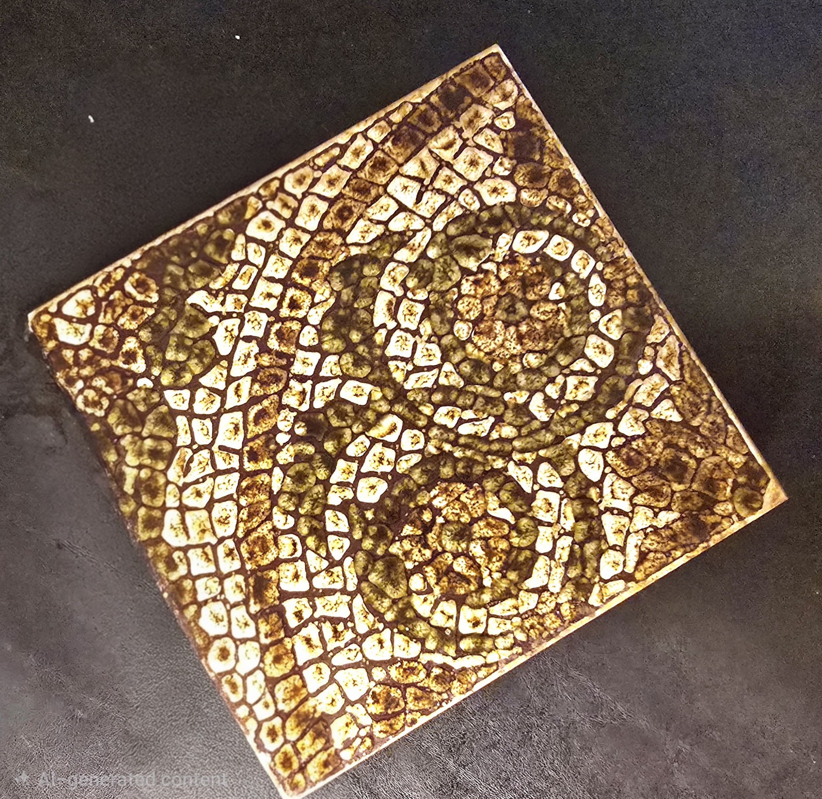 Vtg 1977 Clay Italian Floor Tiles Avocado Olive Green Mediterranean Mosaic Look.