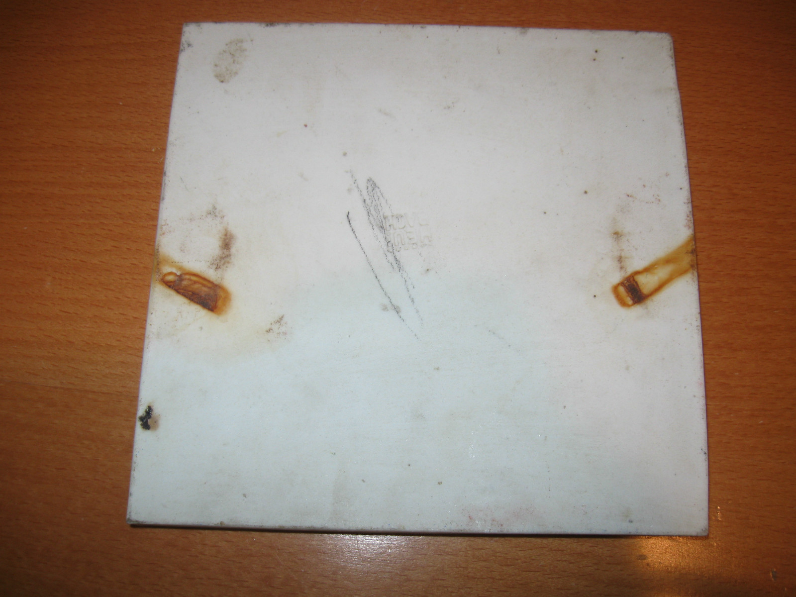 Vintage Heubach Germany Blue & White Fish Art Tile Crackle Glaze Signed on Back