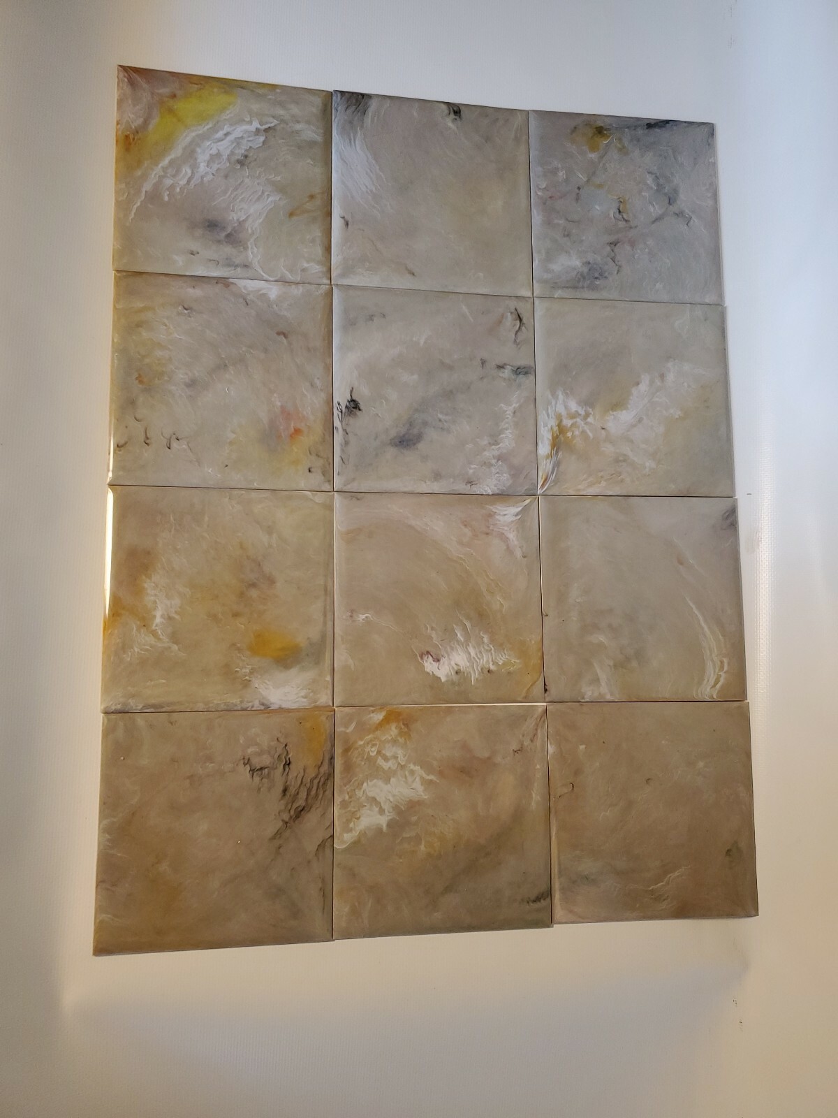 Multicolor Marble Plastic Tile 4 1/4″ wall bathroom kitchen polystyrene Vntg NOS