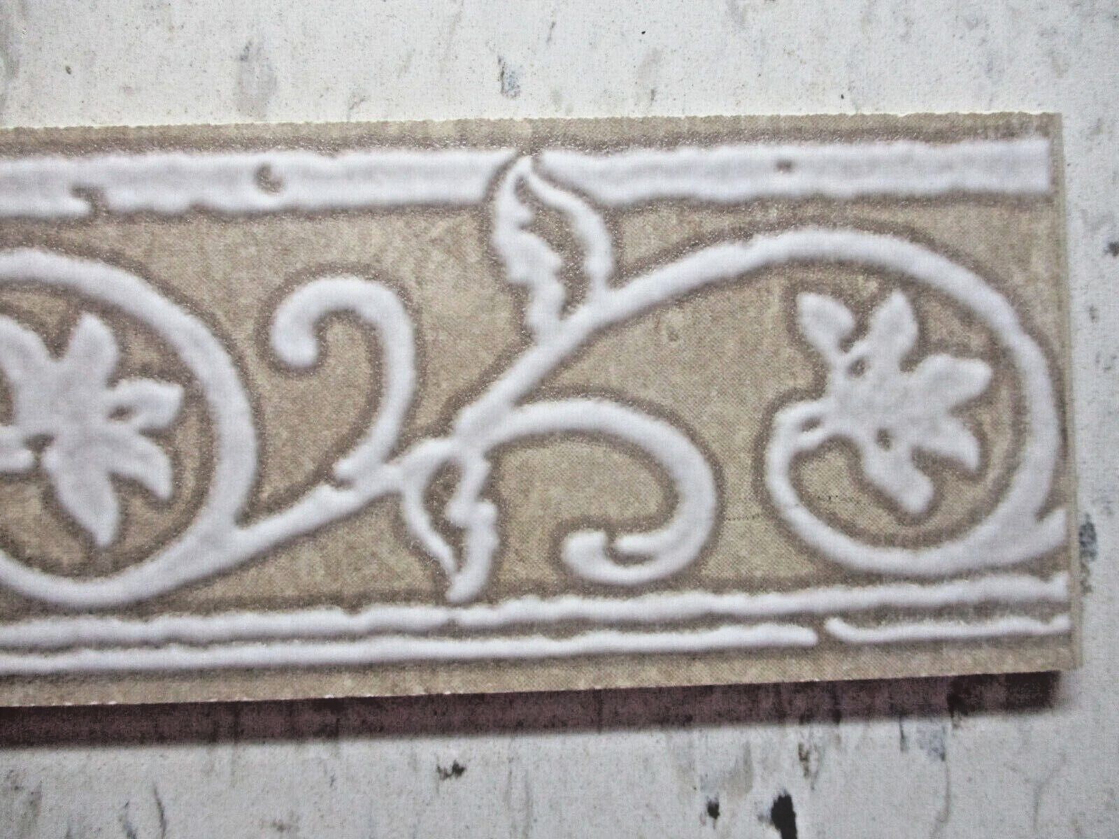 7-7/8″ X 2-3/4″ Decorative Floral Trim Accent Wall Tile Cut From Larger Tile Vtg