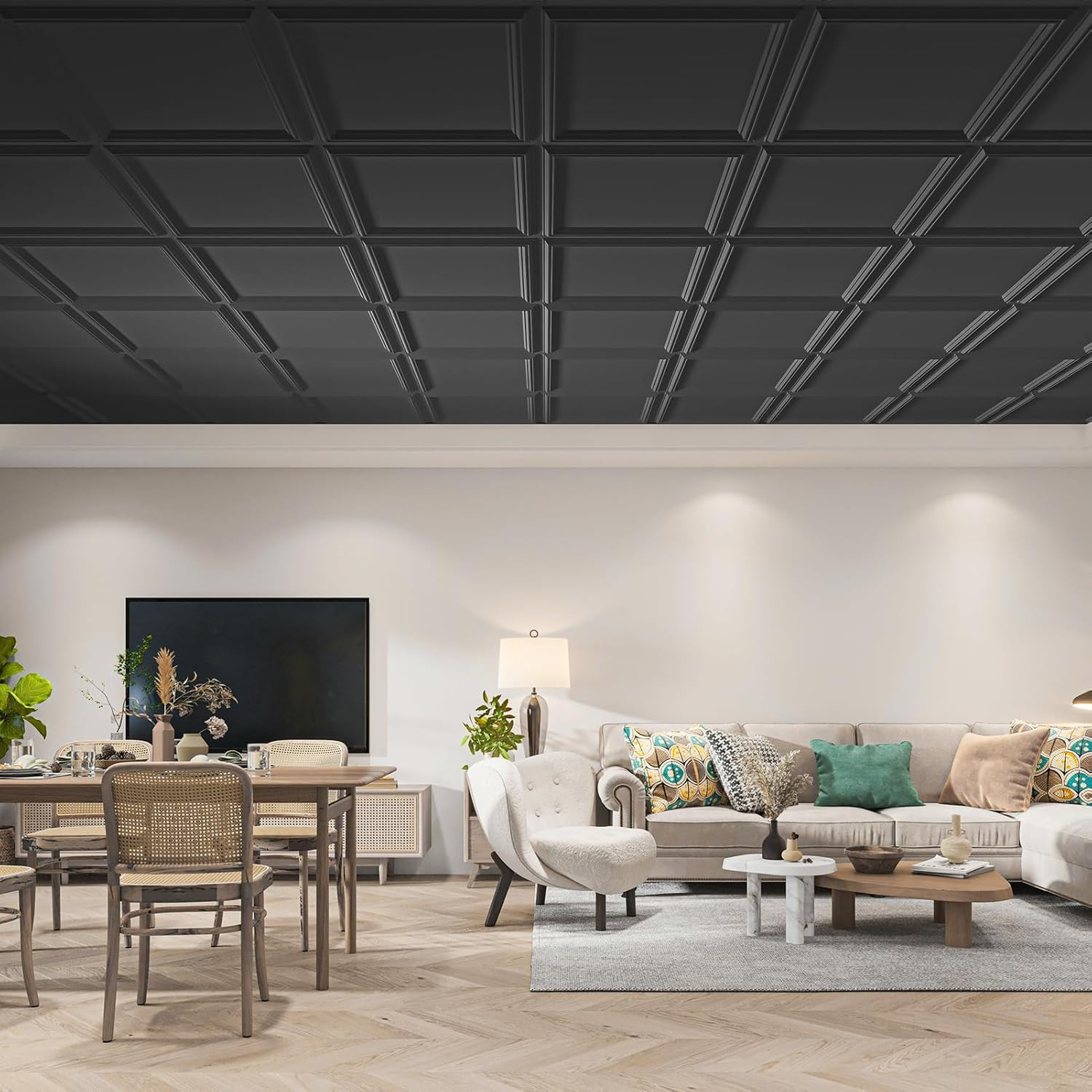 12-Pack Drop Relief Ceiling Tiles for Home, Office & Commercial Space, 24 X 24In