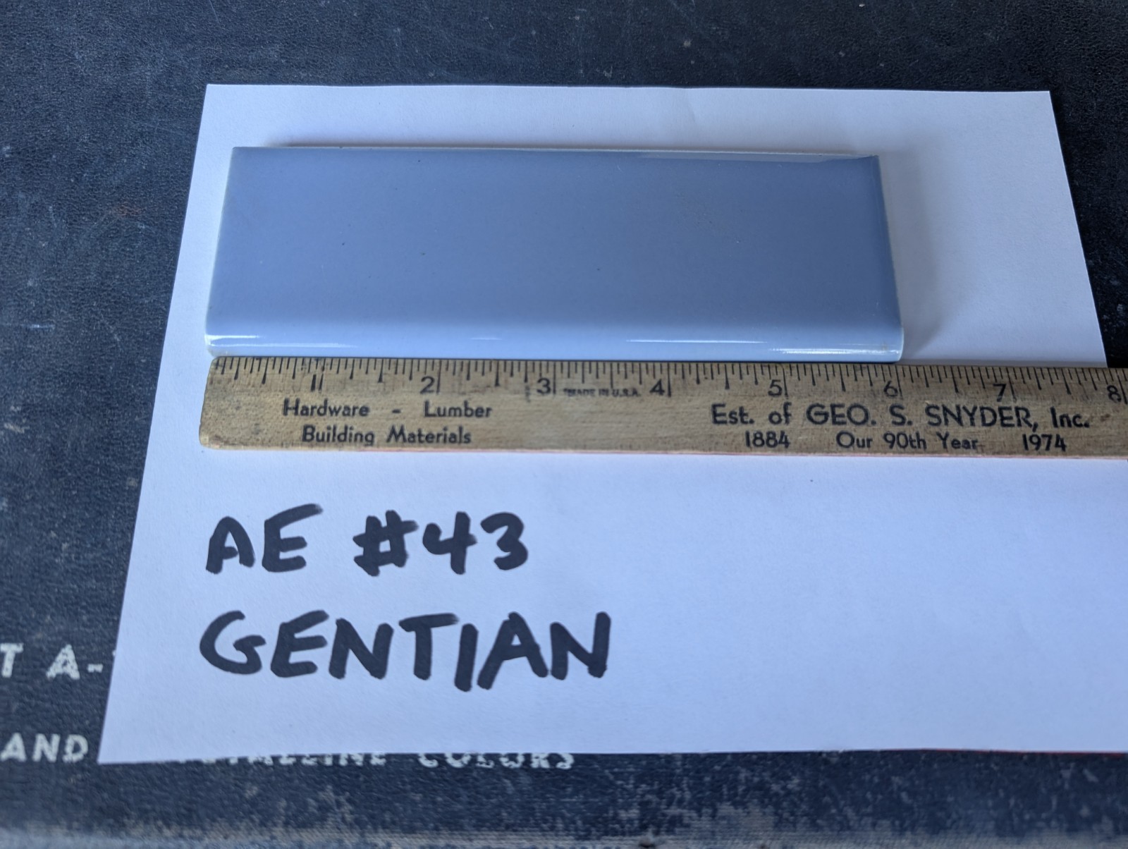 1 pc of American Encaustic Ceramic Tile Bullnose 2×6″ #43 Gentian S4269 S4200