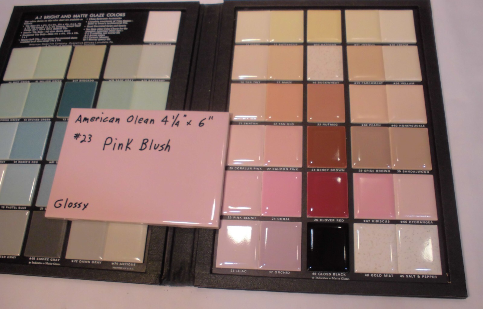 1 pc. Vintage *Pink Blush* Glossy Ceramic Tile #23 by American Olean 4-1/4″ X 6″