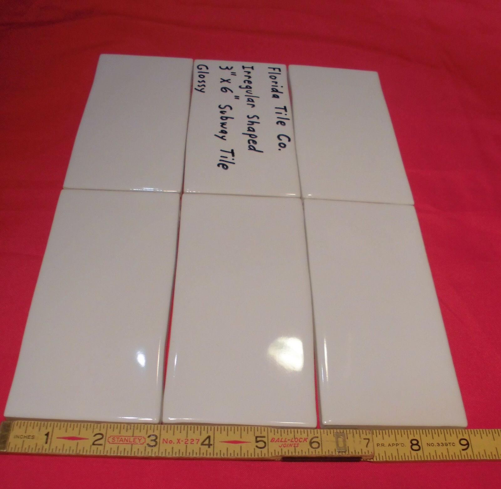 1 pc. *Irregular White* Subway Glossy Ceramic Tile 3″ X 6-1/16″ Florida Co. New