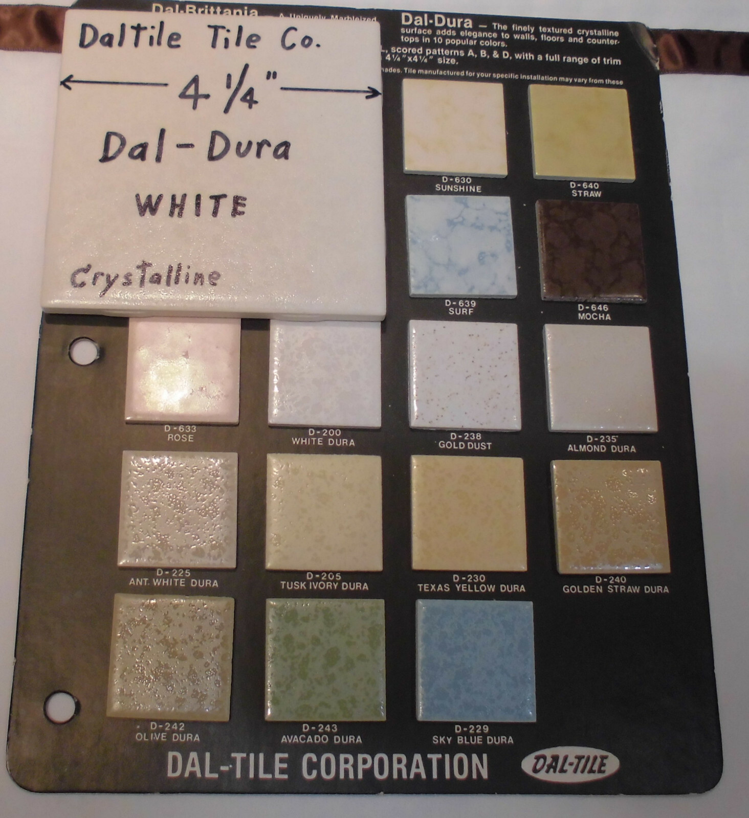 1 pc. *White* Ceramic Tile by Daltile 4-1/4″ Dal-Dura; Crystalline, Matte, New