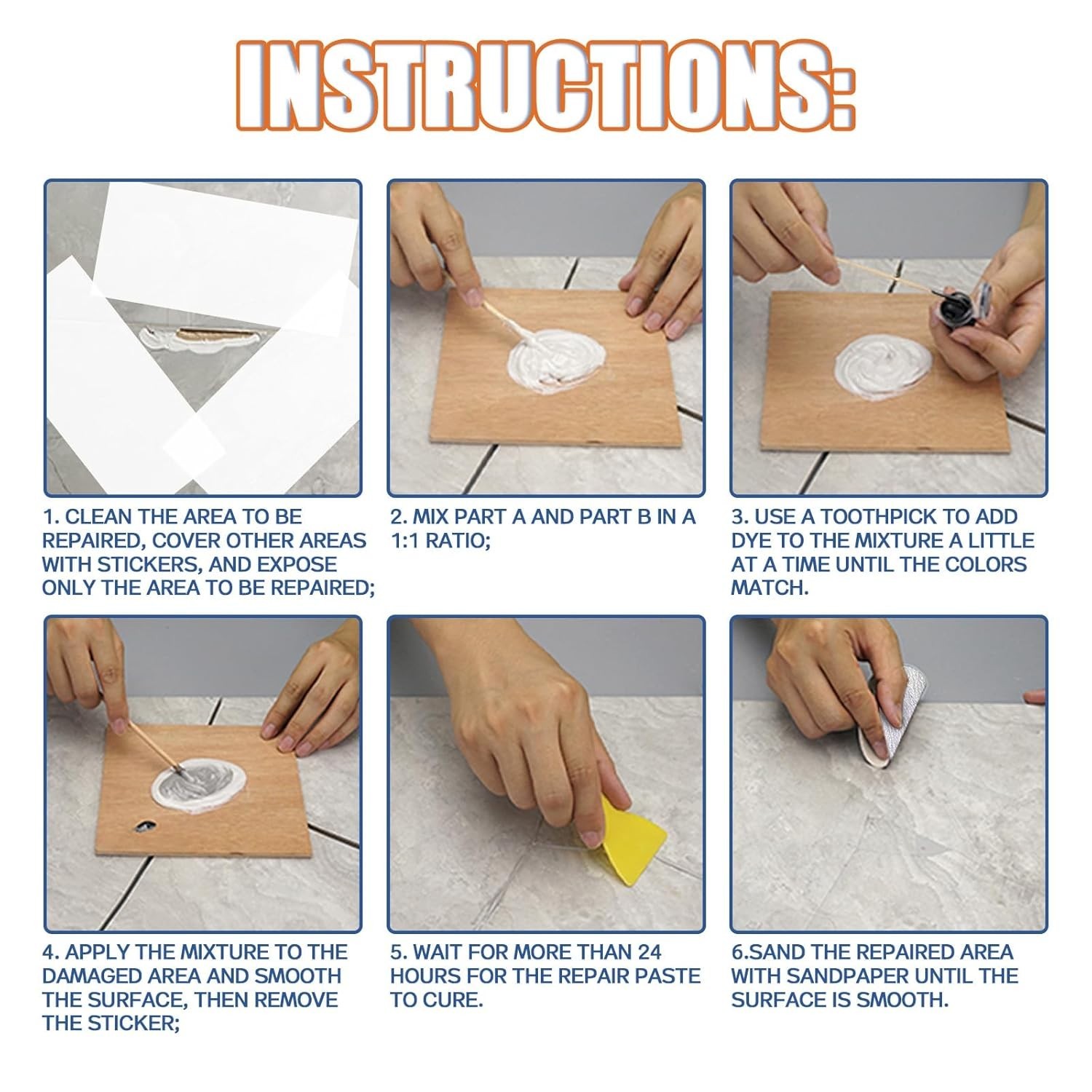 Tile Repair Kit & Granite Quartz Countertop Chip Repair Kit Color Match Marble