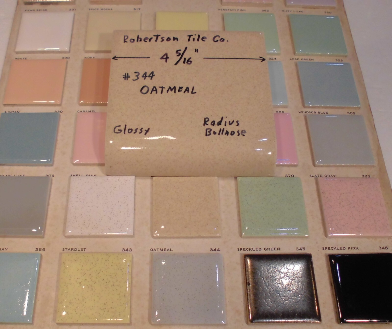 1 pc. Oatmeal-Buckwheat: Radius Bullnose Glossy Ceramic Tile Robertson 4-5/16″