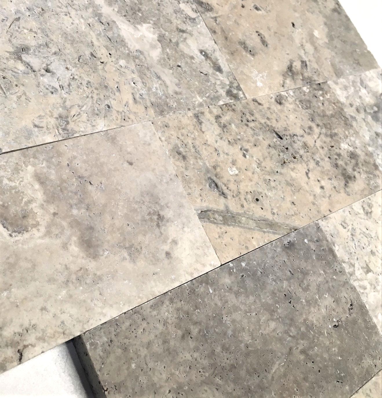 Silver 3×6 Brushed Unfilled Subway Travertine Floor Wall Tile (Sold by PIECE)