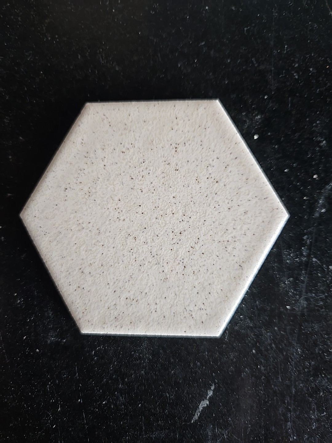 Vtg Florida Tile NOS 3 1/2″ Hexagon Self Spacing Buckwheat W/Gold/silver Specks