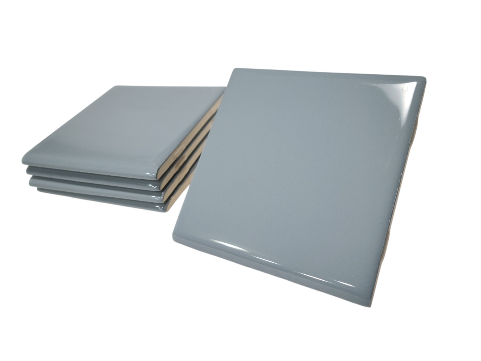 Blue Ceramic Tile 4.25 inch Bullnose Trim Edge Vintage Subway Square Color 0169